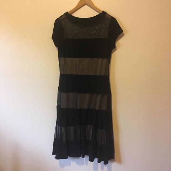 R&M Richard Mesh Striped Net Cocktail Dress - Picture 3 of 6